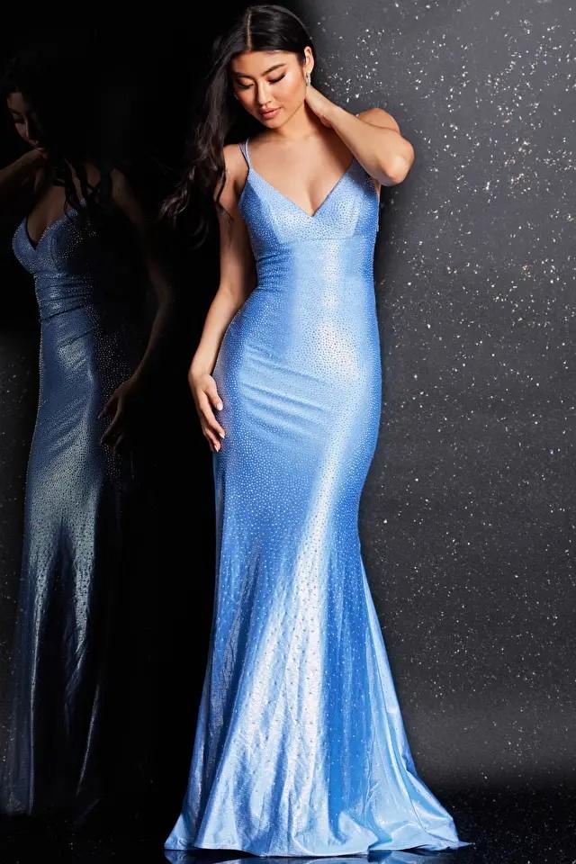 blue jovani prom dress Jovani 07193 Long Prom Dress Black / 4