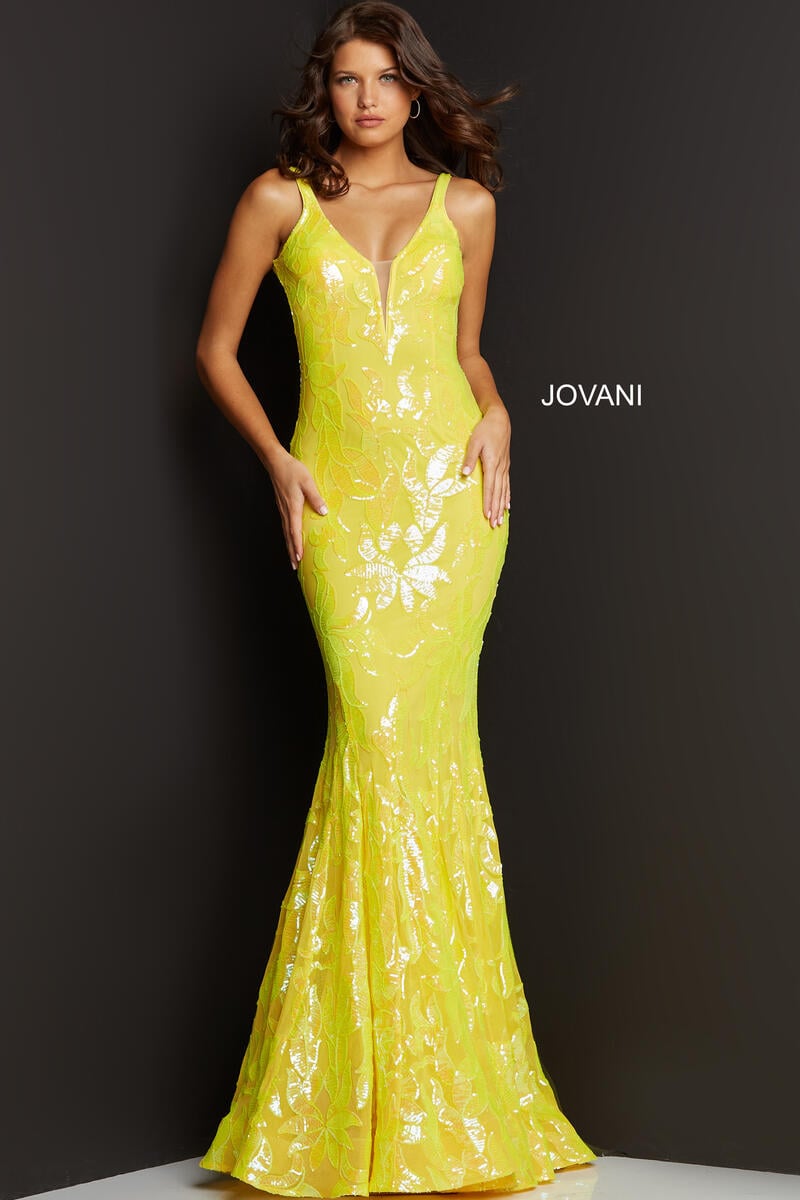 Jovani 08487 Illusion Bodice Embellished Evening Dress |  NorasBridalBoutiqueNY
