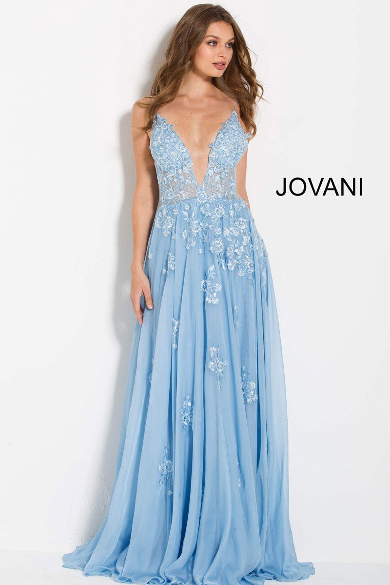jovani blue floral prom dress Jovani 24182
