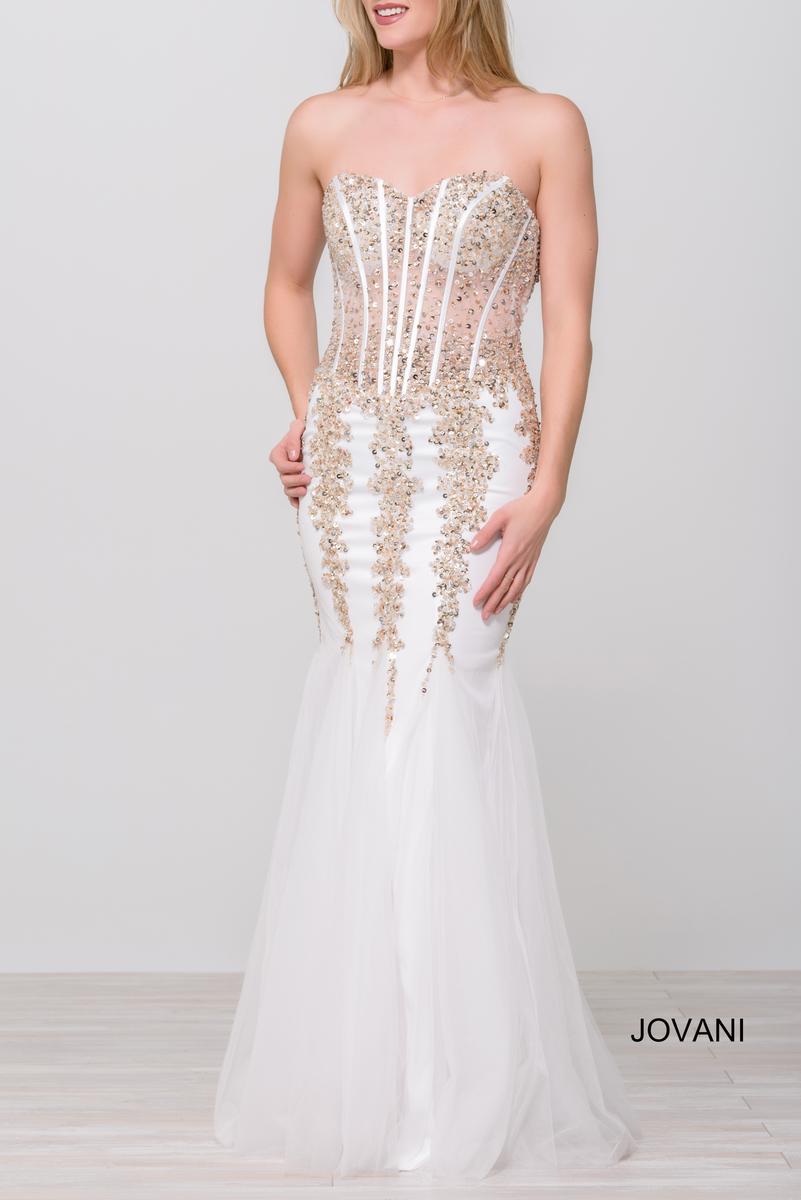 jovani prom dress 5908 Jovani 5908 Nude Embellished Corset Bodice Dress