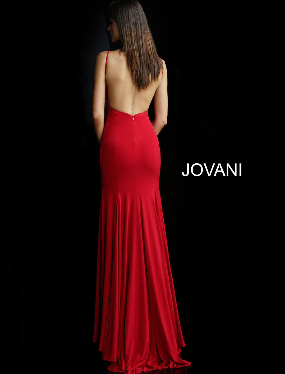 jovani red backless dress V Neckline Fitted Jovani Gown 00512