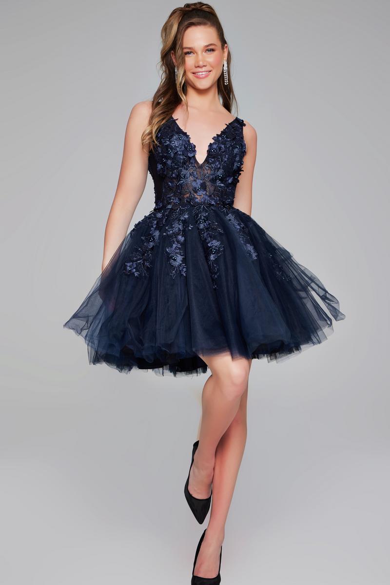 short prom dresses jovani Jovani 22604 Light Blue Beaded Bodice Short Tulle Dress