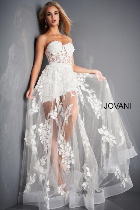 Jovani - Strapless Gown Short skirt with Tulle
