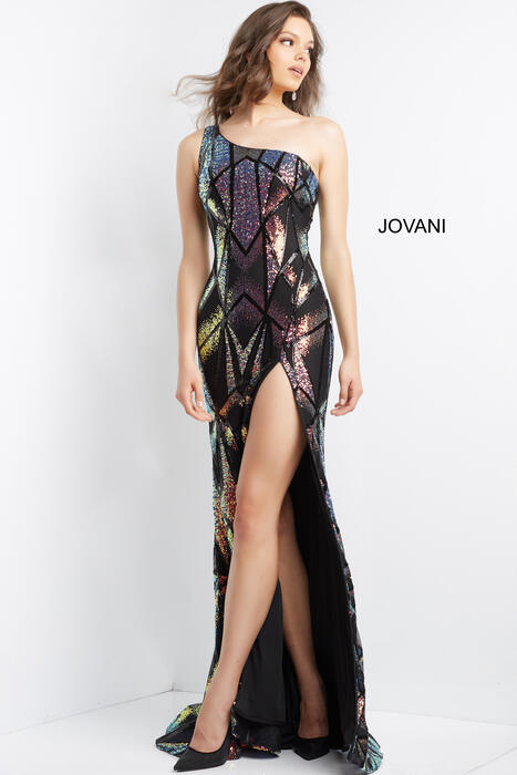 Jovani - One Shoulder Sequin Gown