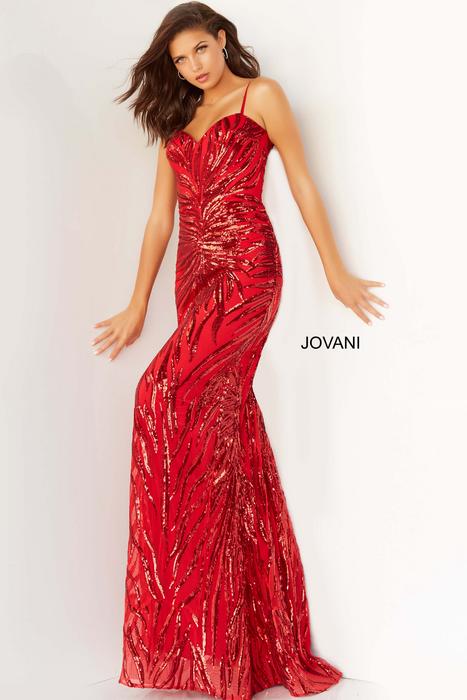 Jovani - Spaghetti Strap Sequin Gown