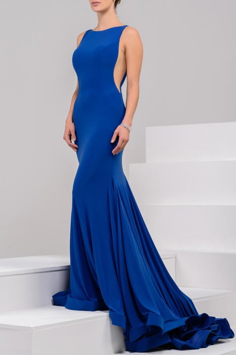 Jovani - Sleeveless Sheer Side Panel Jersey Gown 37592