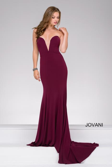 Jovani - Plunging Sweetheart Jersey Gown