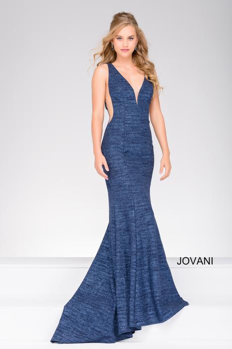 Jovani - Glitter Embellished Backless Illusion Gown