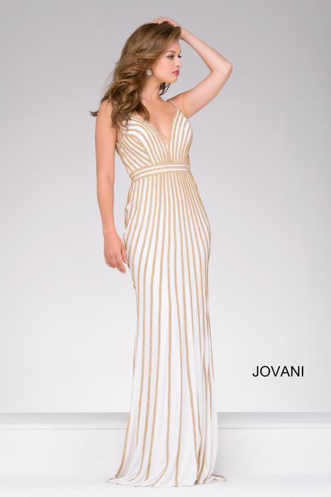 Jovani - Sleeveless Jersey Gown Rhinestone Trim