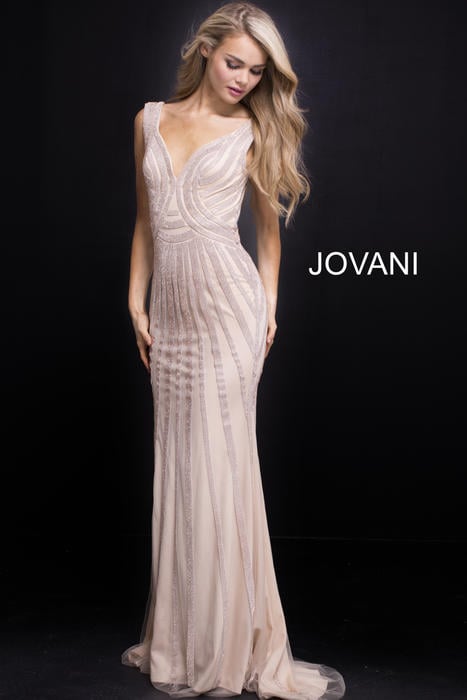 Jovani - Mesh Beaded Gown w/Shawl