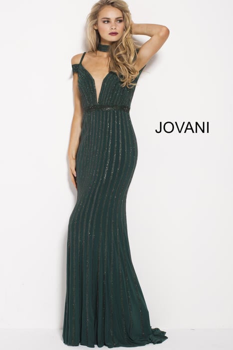 Jovani - Beaded Jersey Gown w. Choker