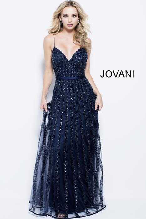 Jovani - Tulle Beaded Gown V Neckline