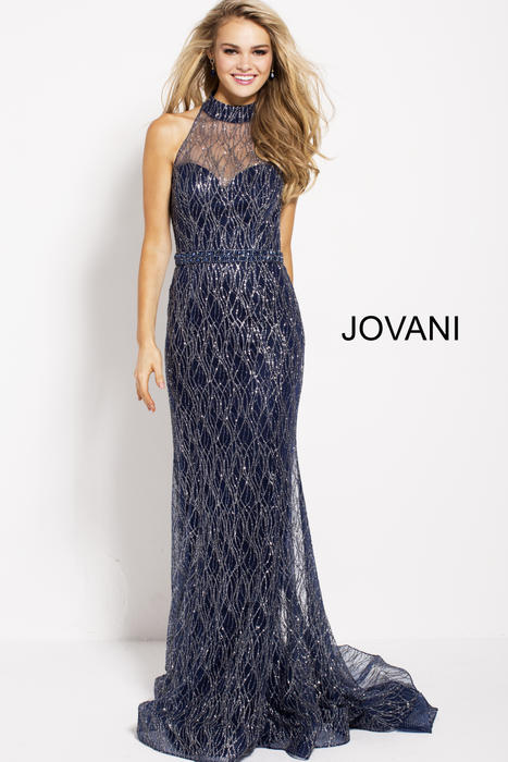 Jovani - Mesh Gown Beaded Waist