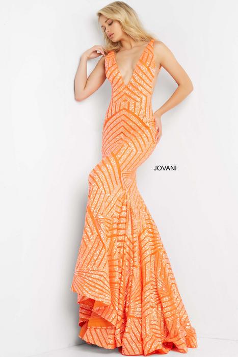 Jovani - Sequin Gown Plunging Neckline