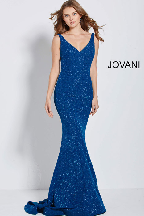 Jovani - Metallic Gown V Neckline