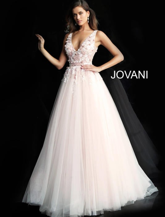 Jovani - Tulle Ball Gown Lace Floral Beaded Bodice 61109