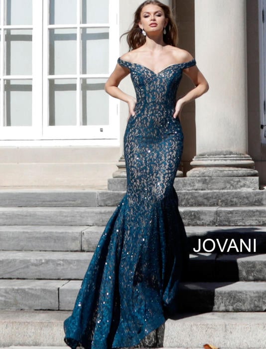 Jovani - Lace Beaded Gown 64521