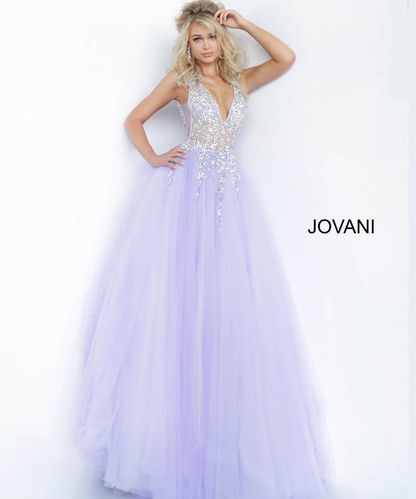 Jovani - Tulle Beaded Bodice Gown 65379