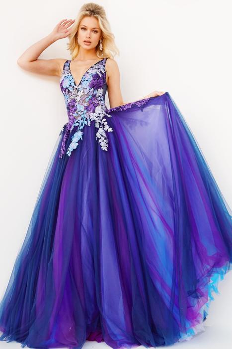 Jovani - Tulle Embroidered Bodice Gown 06807
