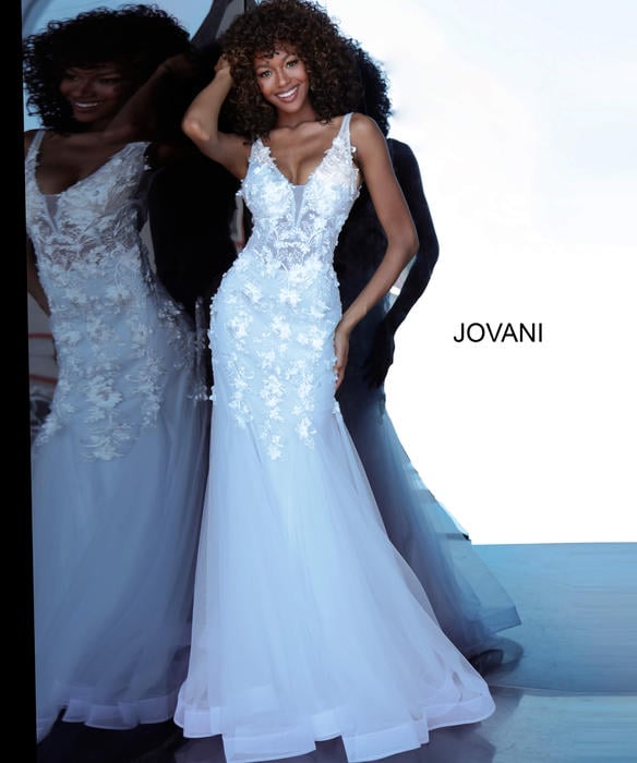 Jovani - Mesh Embroidered Beaded Gown