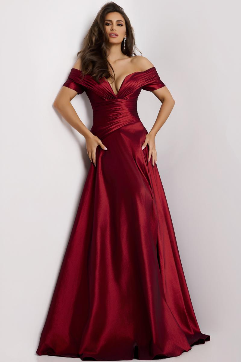 jovani burgundy dress Jovani - 07304 Strapless Lace Appliqued Gown 14 / Burgundy