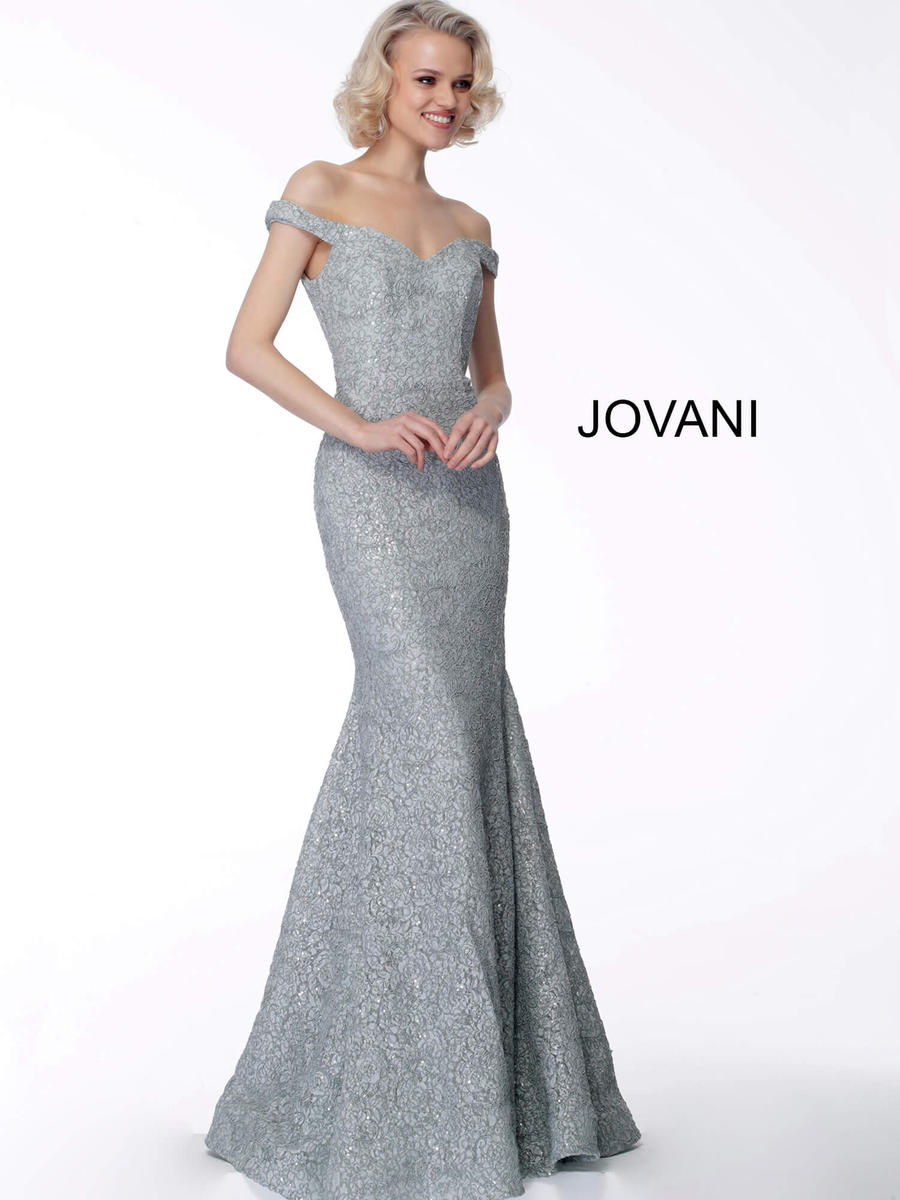 Jovani 59717 | Nude Silver Beaded Tulle V-Neck Dress