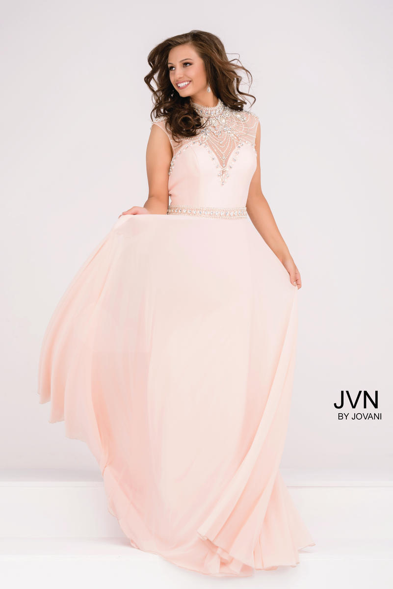 chinese dress ladies Jovani Pink Long Ball Gown Prom Dress -PromGirl Blush / 14