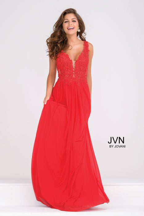Jovani - Lace V Neck Sheath Gown JVN41466