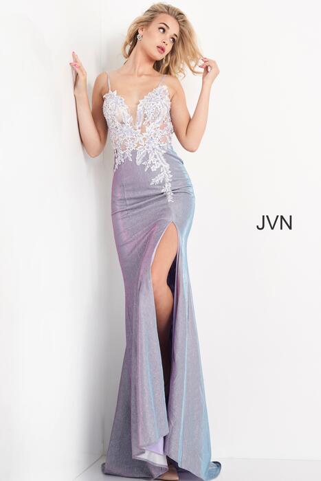 Jovani - Glitter Gown Applique Bodice