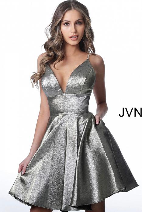 Jovani - Short V-Neck Dress JVN3782