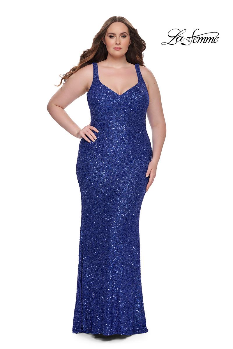 Sydneys Closet SC7375 Long Prom Dress A-line Plus Size Maxi Slit Shimm –  Glass Slipper Formals