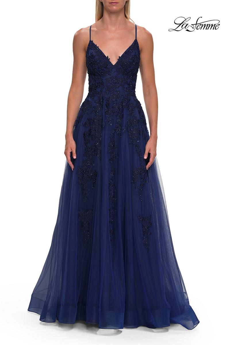 la femme dresses navy blue La Femme 32527 Dress | La Femme Dresses