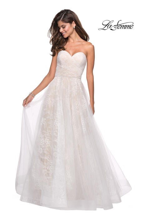 La Femme - Strapless Tulle Lace Gown C/O 27135