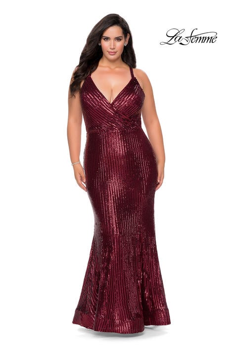 La Femme - Sequin Wrap Waist Gown 29051
