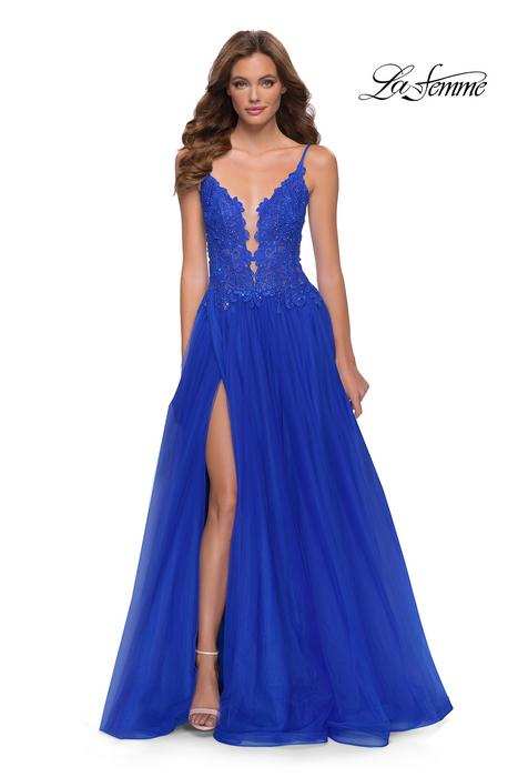 La Femme - Tulle Embroidered Illusion Bodice Gown
