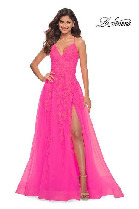 La Femme - Tulle Embroidered Gown 30303