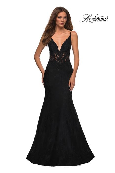 La Femme - Lace Embroidered Gown 30320