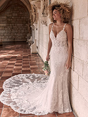 21MT390 All Ivory Gown With Ivory Illusion front