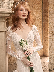 21MS349 Ivory Gown With Nude Illusion detail