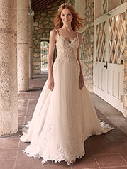 21MC427 Ivory Gown With Nude Illusion front