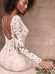 21MS347 Ivory Gown With Nude Illusion detail