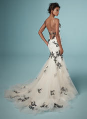 9MW843 Black over Antique Ivory gown with Nude Illusion back