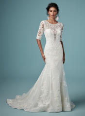 9MC817 Ivory gown with Ivory Illusion front