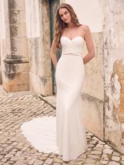 23MW607 Ivory Gown With Natural Center Front Illusion front