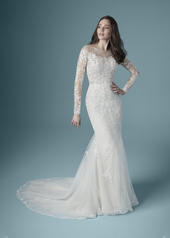 20MS243 Ivory over Champagne gown with Nude Illusion front