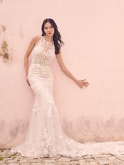 23MK605 Ivory Over Blush Gown With Ivory Illusion front