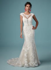 9MW862 Ivory gown with Ivory Illusion front
