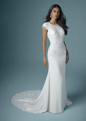 20MT309 Ivory/Pewter Accent gown with Ivory Illusion front