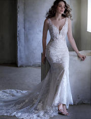 20MS313 Ivory Gown With Nude Illusion front