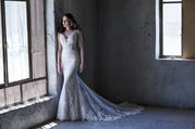 20MS313 Ivory over Misty Mauve gown with Nude Illusion front